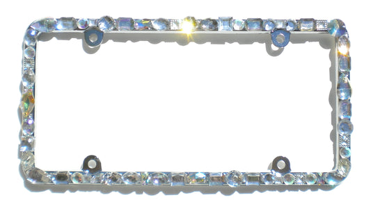 Chunky Slim Customizable Rhinestone License Plate Frame - Chrome Bling Car Tag Holder