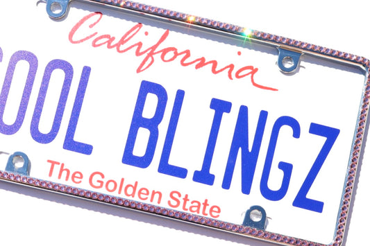 Luxury Bling License Plate Frame - Slim 1 Row Premium Austrian Crystal Sparkly Car Plate Cover