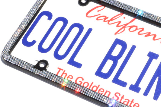 Luxury Bling License Plate Frame - 3 Row Premium Austrian Crystal Sparkly Car Plate Cover