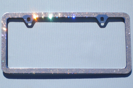 Luxury Bling License Plate Frame – 4 Row Premium Austrian Crystal Sparkly Car Plate Cover