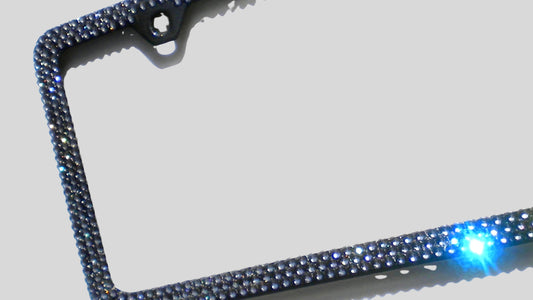 Luxe Bling Crystal License Plate Frame - Brilliant Glass Sparkly Rhinestone Car Tag Cover
