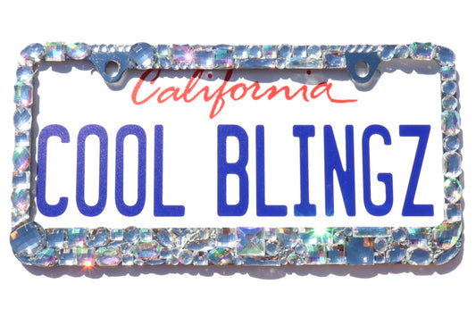 Custom Chunky Rhinestone License Plate Frame - Chrome Bling Car Tag Cover