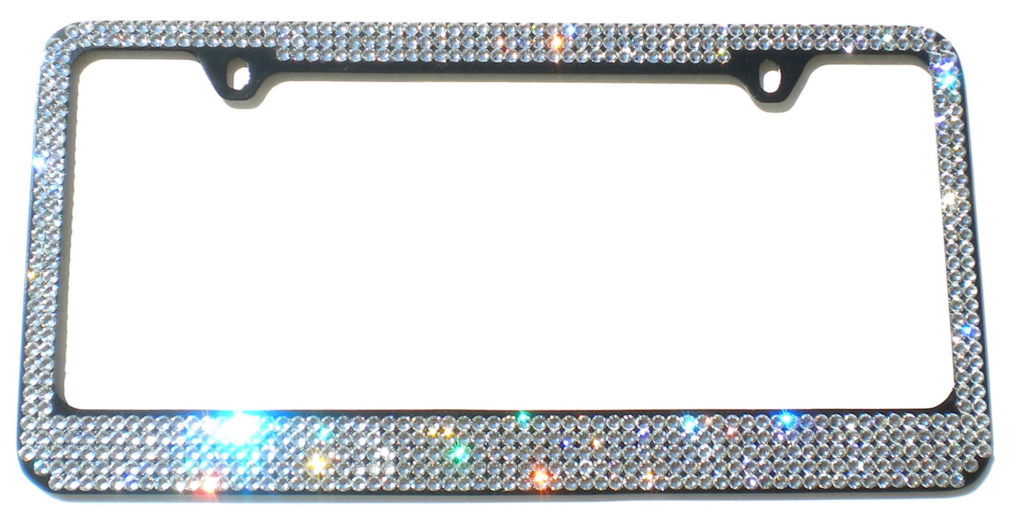 Luxury Bling License Plate Frame - 5 Row Premium Austrian Crystal Sparkly Car Plate Cover