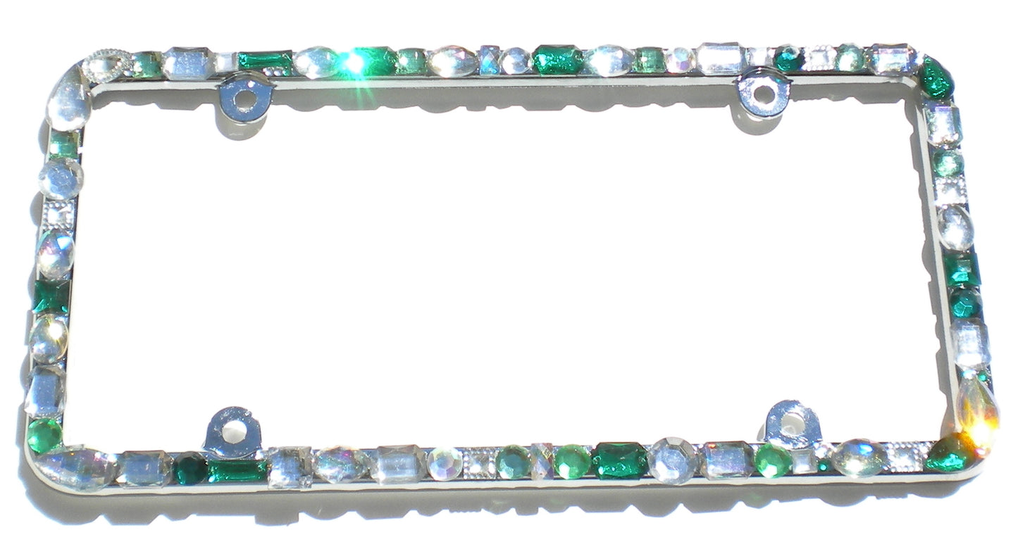 Chunky Slim Customizable Rhinestone License Plate Frame - Chrome Bling Car Tag Holder