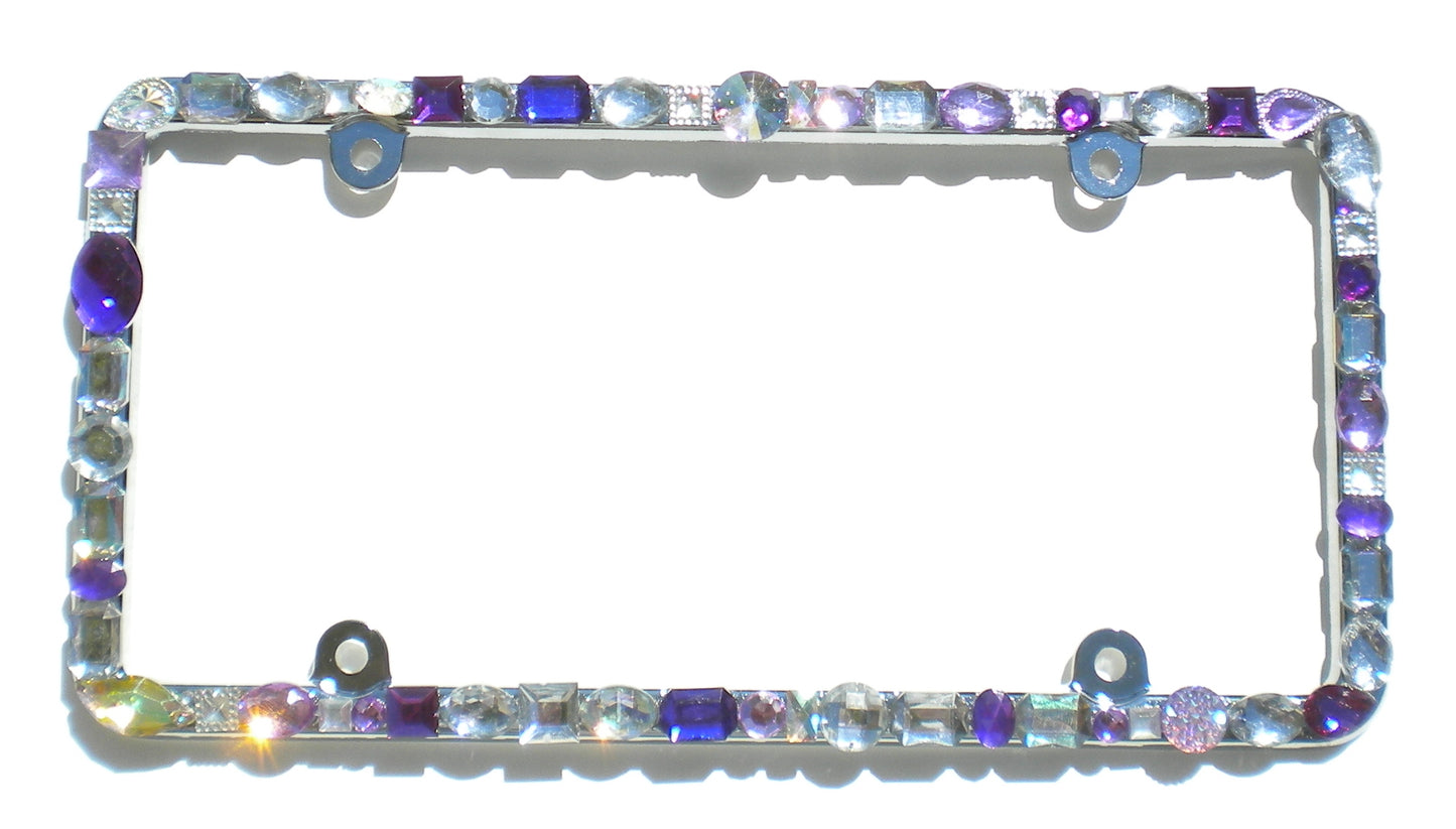 Chunky Slim Customizable Rhinestone License Plate Frame - Chrome Bling Car Tag Holder