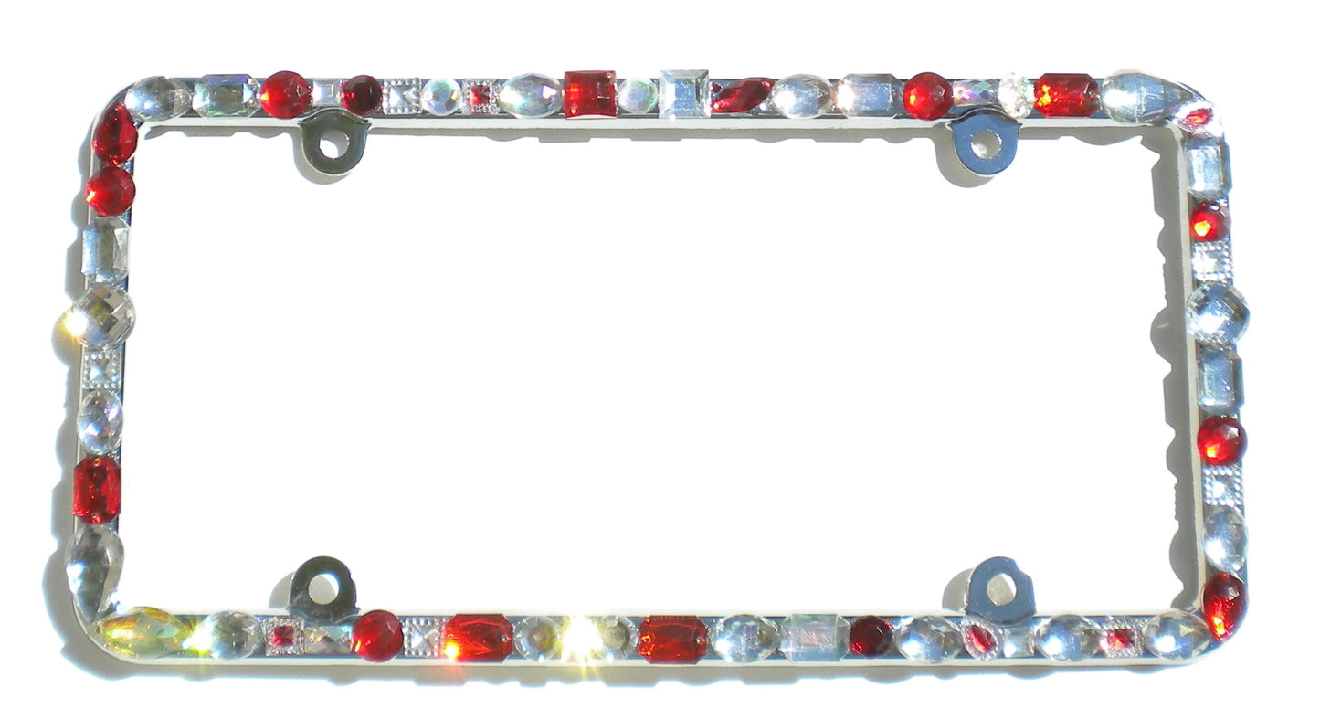 Chunky Slim Customizable Rhinestone License Plate Frame - Chrome Bling Car Tag Holder