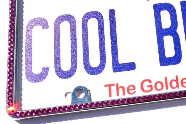 Luxury Bling License Plate Frame - Slim 1 Row Premium Austrian Crystal Sparkly Car Plate Cover