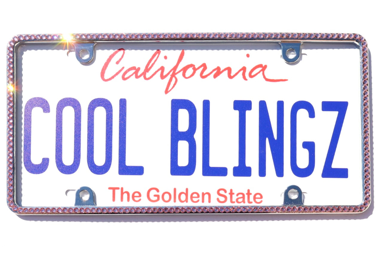 Luxury Bling License Plate Frame - Slim 1 Row Premium Austrian Crystal Sparkly Car Plate Cover