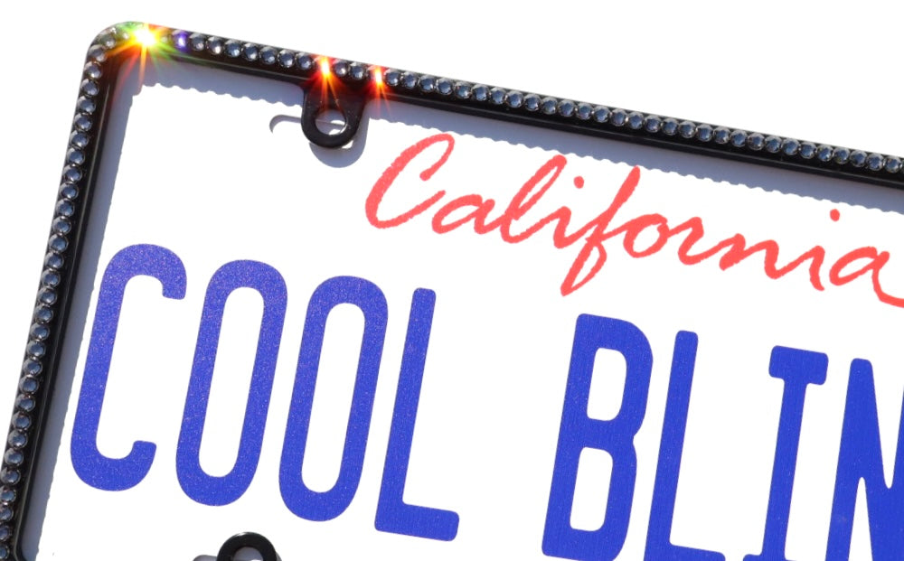 Luxury Bling License Plate Frame - Slim 1 Row Premium Austrian Crystal Sparkly Car Plate Cover