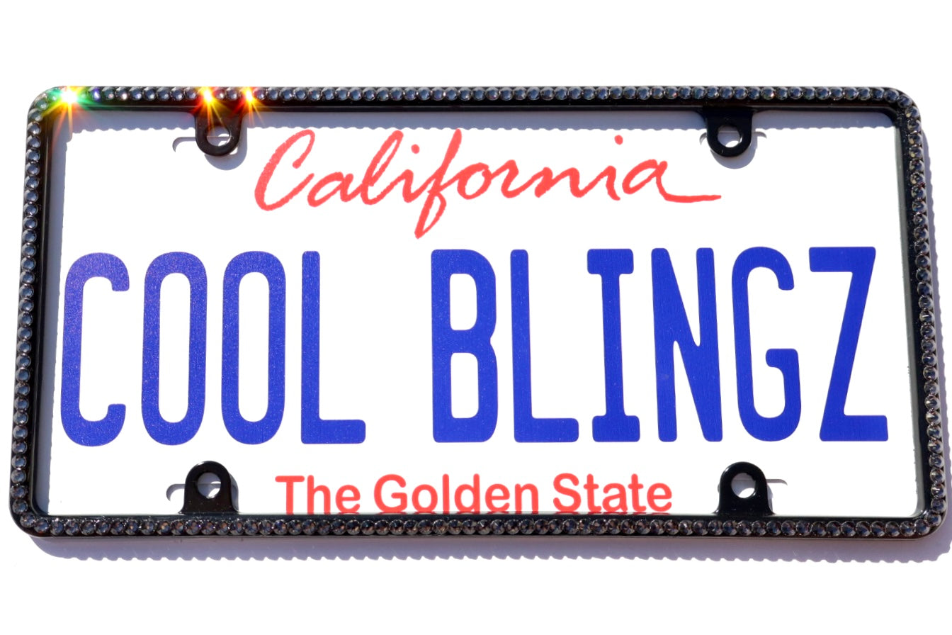 Luxury Bling License Plate Frame - Slim 1 Row Premium Austrian Crystal Sparkly Car Plate Cover