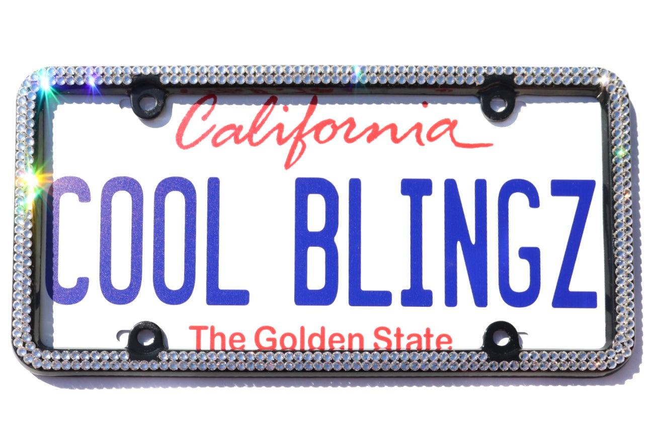 Luxury Bling License Plate Frame - 2 Row Premium Austrian Crystal Sparkly Car Plate Cover