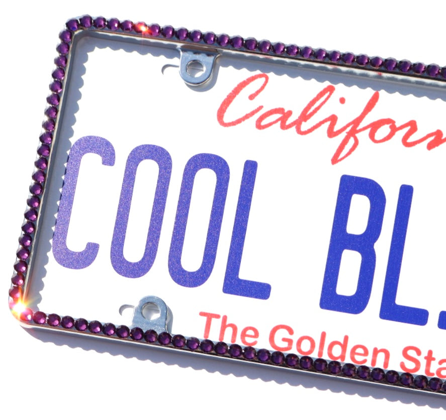 Luxury Bling License Plate Frame - Thin Single Row Premium Austrian Crystal Sparkly Car Plate Cover