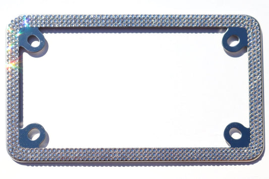 Premium Bling Motorcyle License Plate Frame - 3 Row Luxury Austrian Crystal Plate Cover