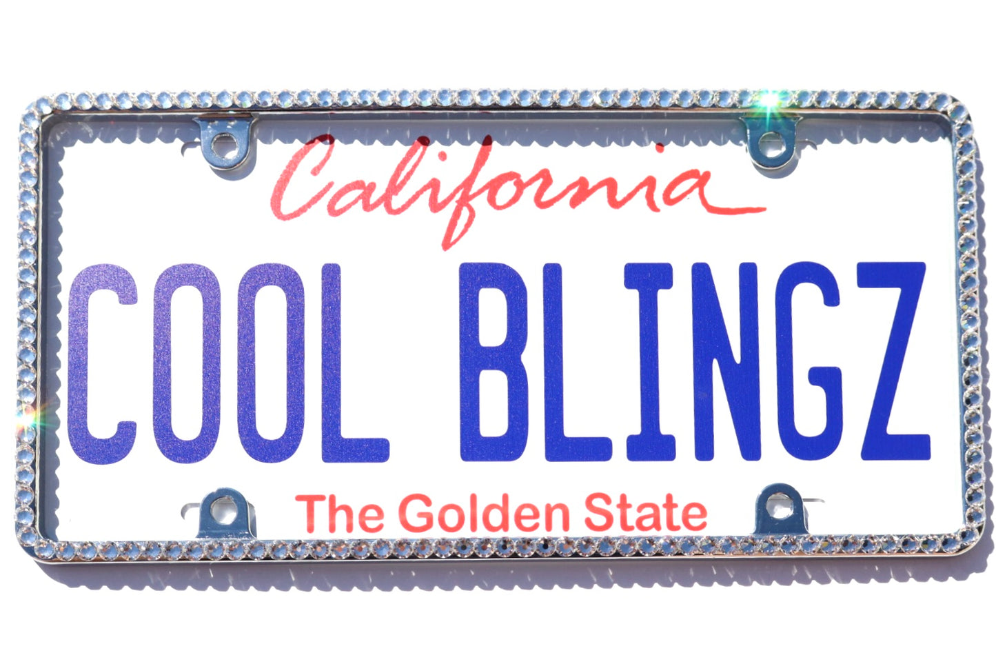 Luxury Bling License Plate Frame - Thin Single Row Premium Austrian Crystal Sparkly Car Plate Cover