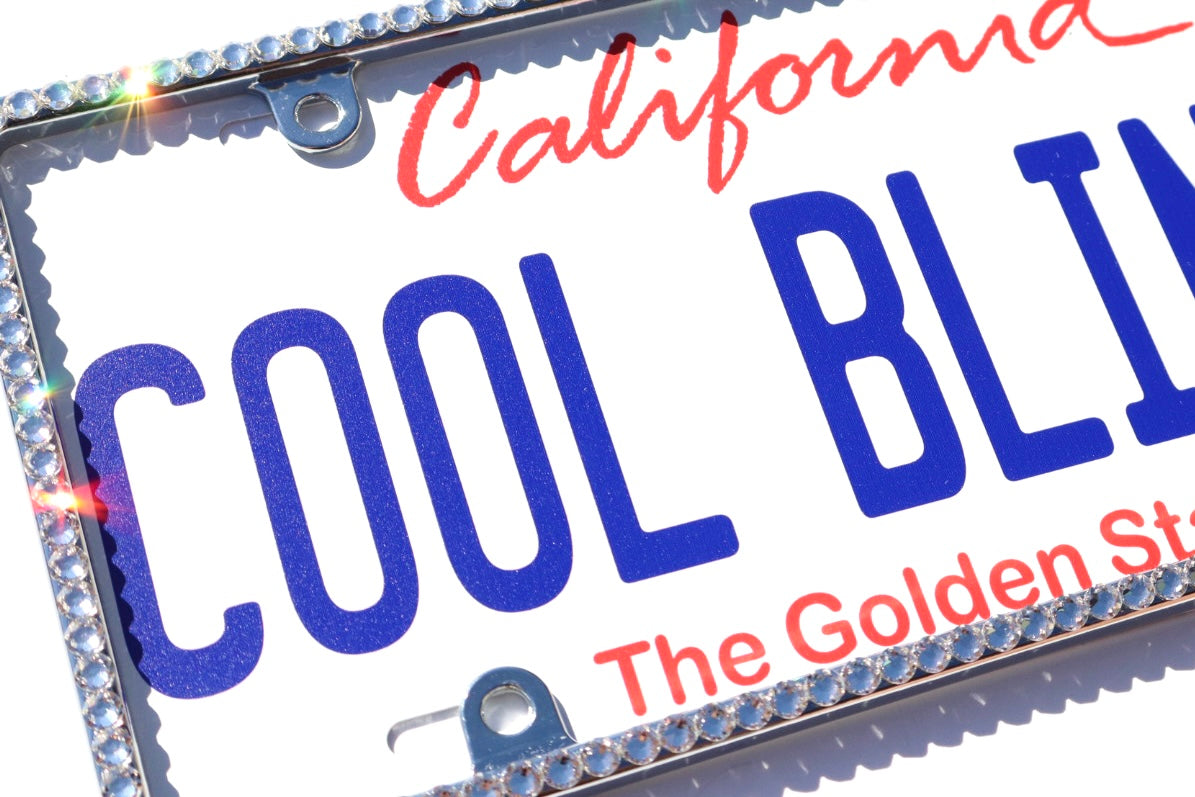 Luxury Bling License Plate Frame - Thin Single Row Premium Austrian Crystal Sparkly Car Plate Cover