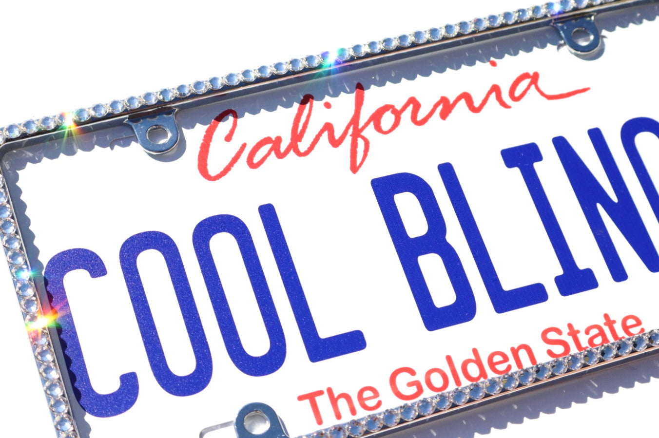 Luxury Bling License Plate Frame - Thin Single Row Premium Austrian Crystal Sparkly Car Plate Cover