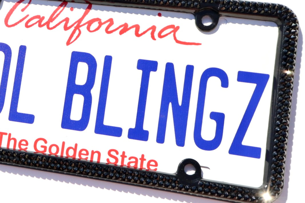 Luxury Bling License Plate Frame - 2 Row Premium Austrian Crystal Sparkly Car Plate Cover