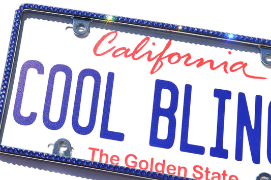 Luxury Bling License Plate Frame - Slim 1 Row Premium Austrian Crystal Sparkly Car Plate Cover