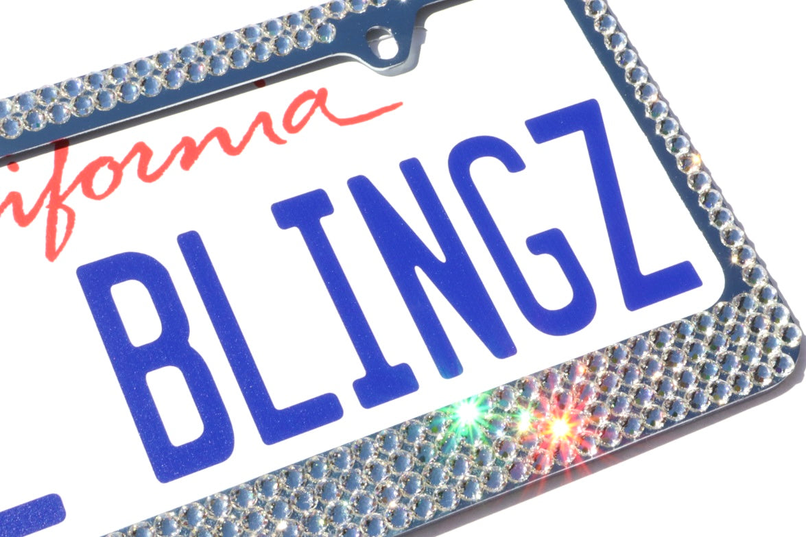 Premium Mega Bling License Plate Frame – Luxury Austrian Crystal Sparkly Car Tag Cover
