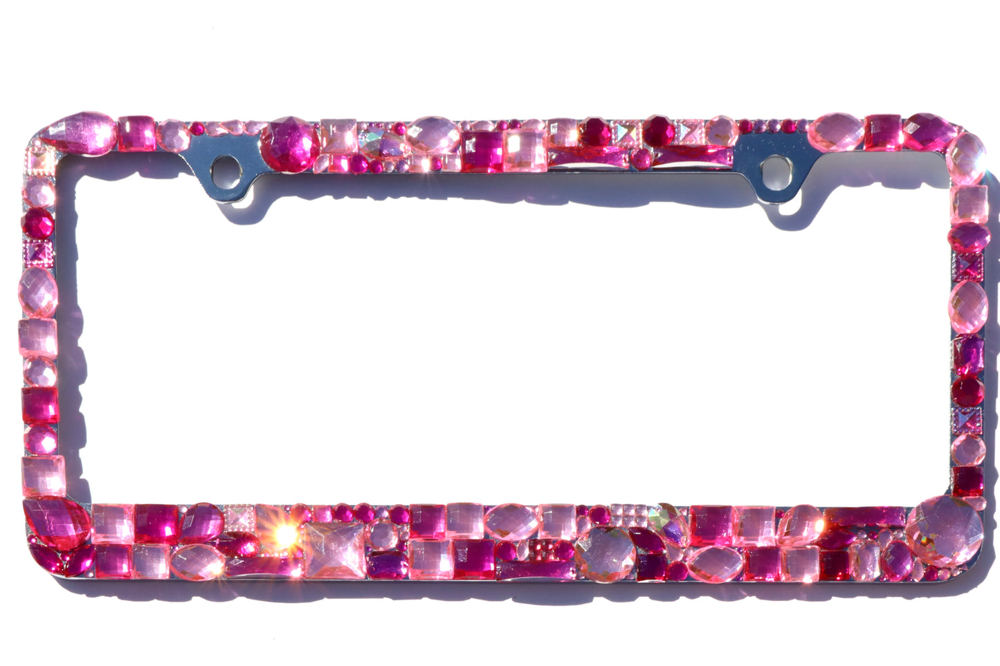 Custom Chunky Rhinestone License Plate Frame - Chrome Bling Car Tag Cover