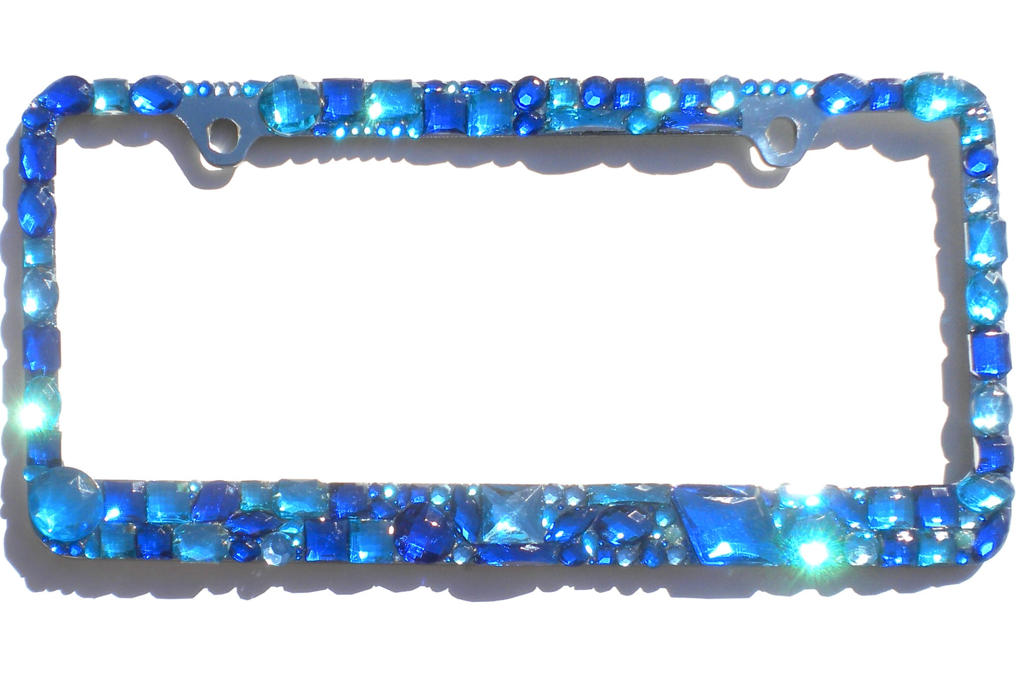 Custom Chunky Rhinestone License Plate Frame - Chrome Bling Car Tag Cover