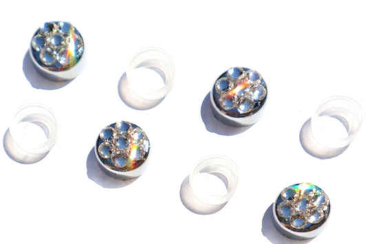 4-Pack Luxury Austrian Crystal Screw Caps for Bling License Plate Frames