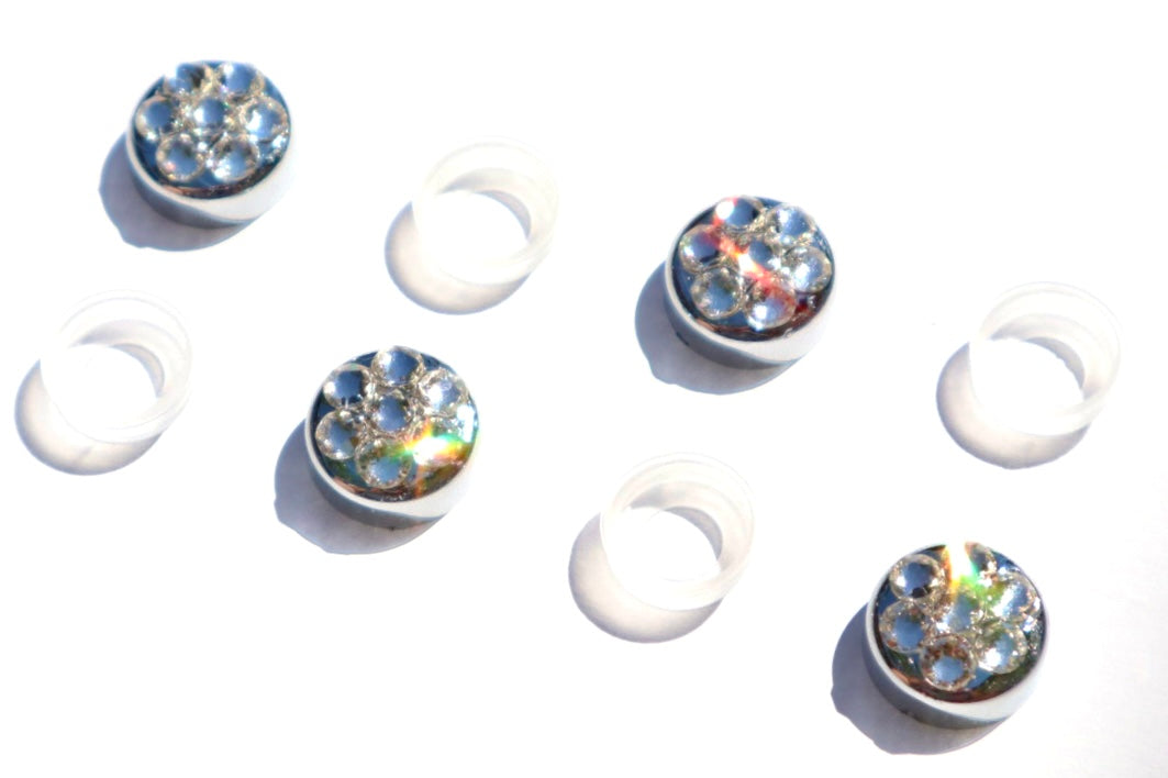 4-Pack Luxury Austrian Crystal Screw Caps for Bling License Plate Frames
