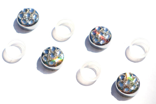 4-Pack Luxury Austrian Crystal Screw Caps for Bling License Plate Frames