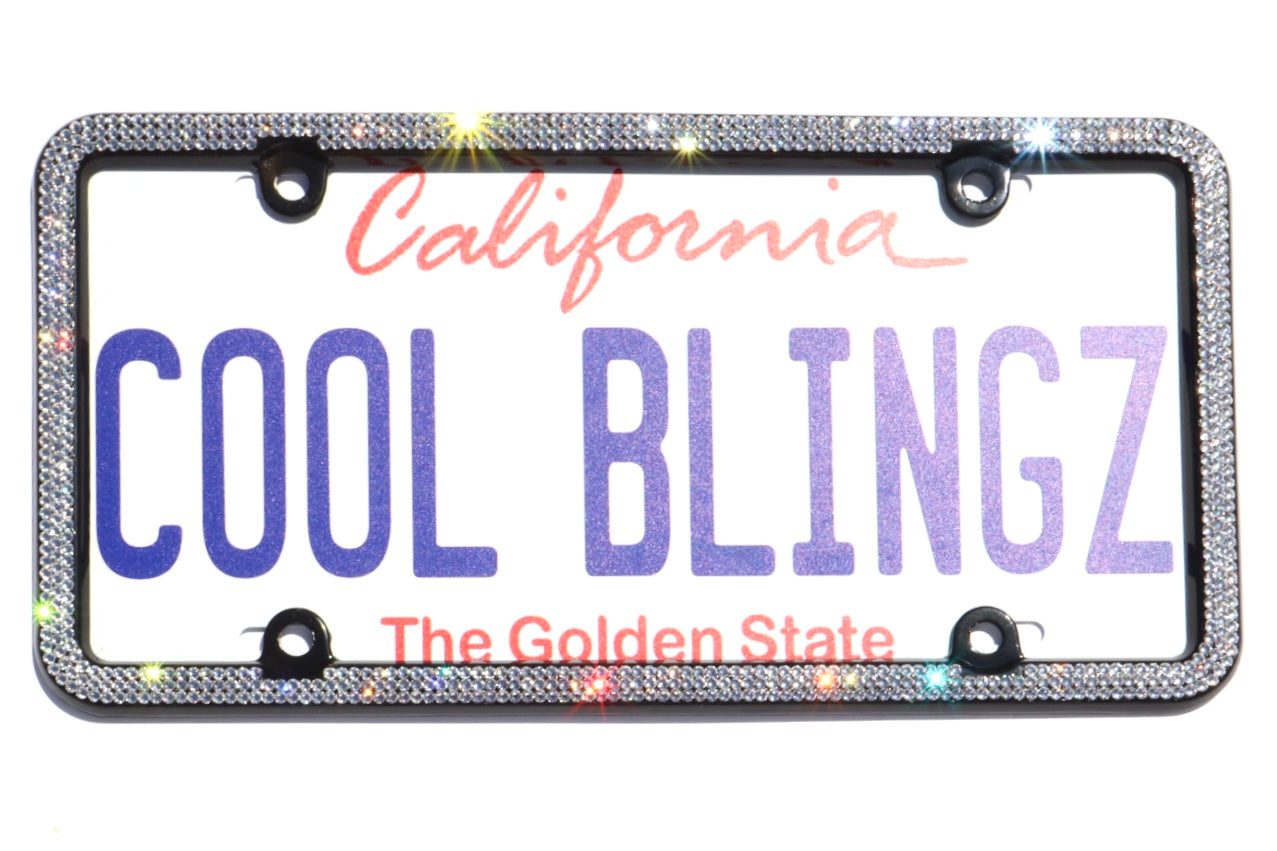 Luxury Bling License Plate Frame - 3 Row Premium Austrian Crystal Sparkly Car Plate Cover