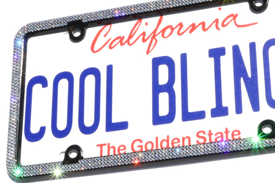Luxury Bling License Plate Frame - 3 Row Premium Austrian Crystal Sparkly Car Plate Cover