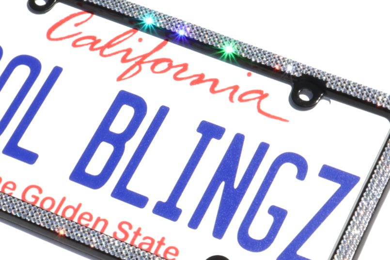 Luxury Bling License Plate Frame - 3 Row Premium Austrian Crystal Sparkly Car Plate Cover
