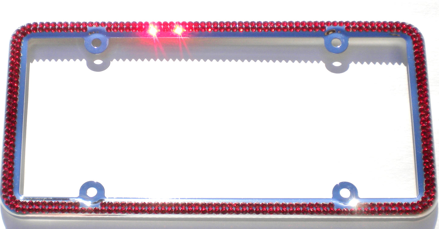 Luxury Bling License Plate Frame - 2 Row Premium Austrian Crystal Sparkly Car Plate Cover
