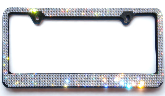 Luxury Bling License Plate Frame - 8 Row Premium Austrian Crystal Sparkly Car Plate Cover