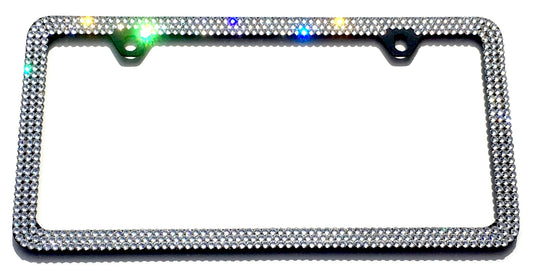 Midnight Luxe Bling License Plate Frame – Premium Austrian Crystal Sparkly Car Plate Cover