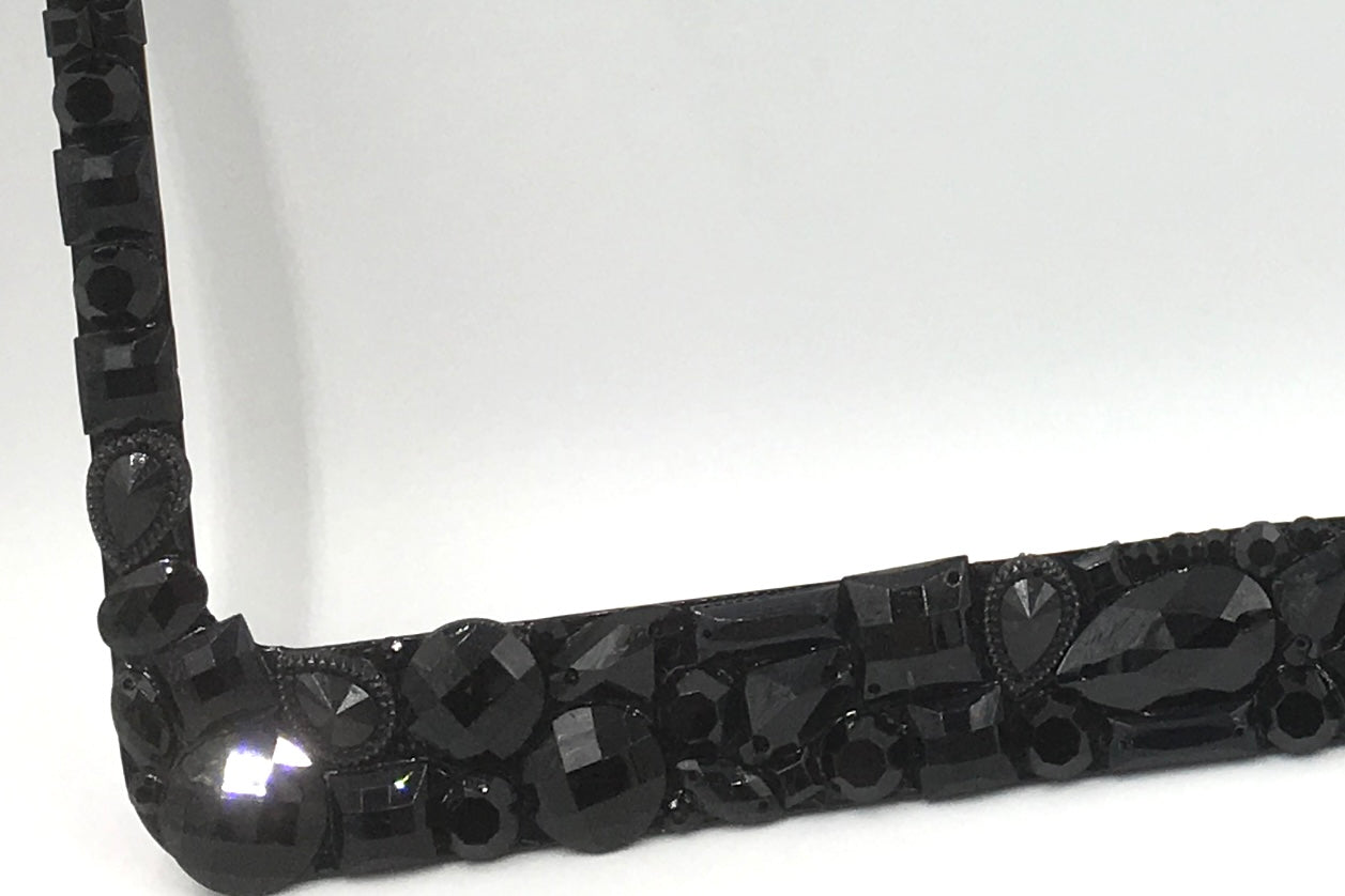 Custom Chunky Rhinestone License Plate Frame - Black Bling Car Tag Cover
