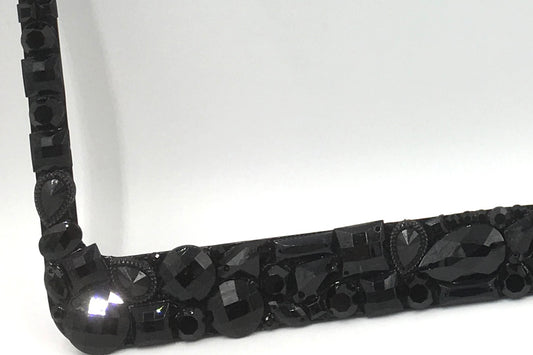 Custom Chunky Rhinestone License Plate Frame - Black Bling Car Tag Cover