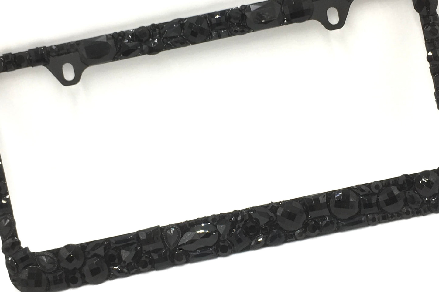 Custom Chunky Rhinestone License Plate Frame - Black Bling Car Tag Cover