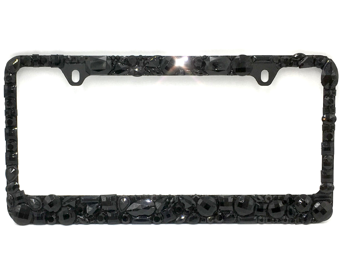 Custom Chunky Rhinestone License Plate Frame - Black Bling Car Tag Cover