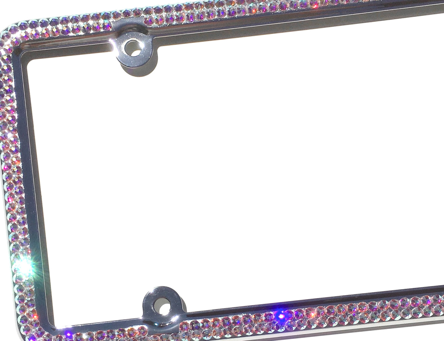 Luxury Bling License Plate Frame - 2 Row Premium Austrian Crystal Sparkly Car Plate Cover