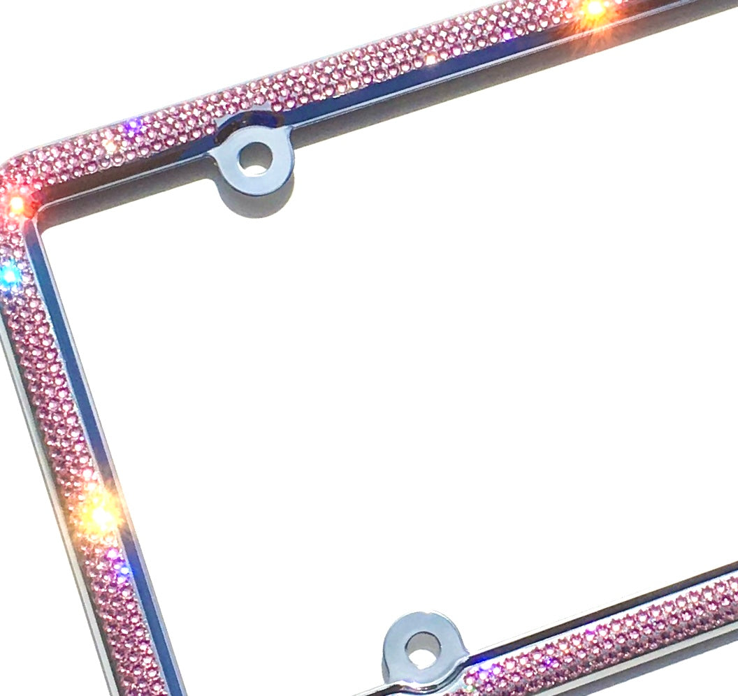 Luxury Bling License Plate Frame - 3 Row Premium Austrian Crystal Sparkly Car Plate Cover