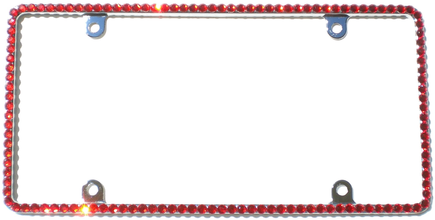 Bling Rhinestone License Plate Frame – Thin 1 Row Sparkly Crystal Car Tag Cover