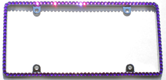 Bling Rhinestone License Plate Frame – Thin 1 Row Sparkly Crystal Car Tag Cover