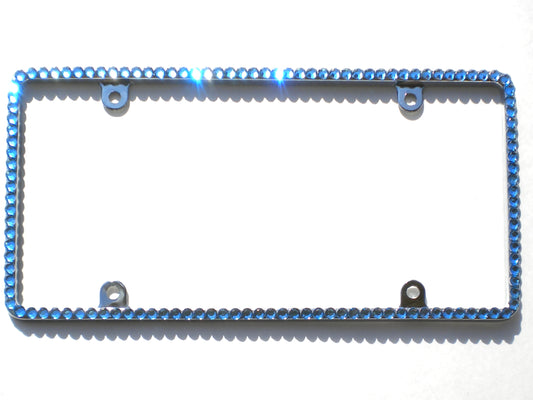 Bling Rhinestone License Plate Frame – Thin 1 Row Sparkly Crystal Car Tag Cover