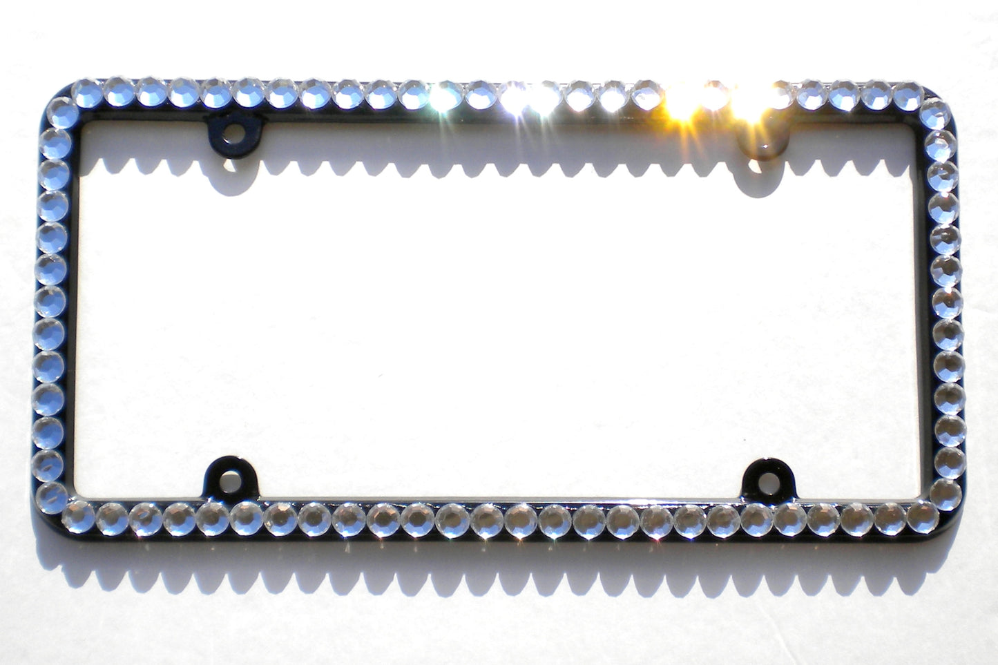 Bling Rhinestone License Plate Frame – Big 1 Row Sparkly Crystal Car Tag Cover