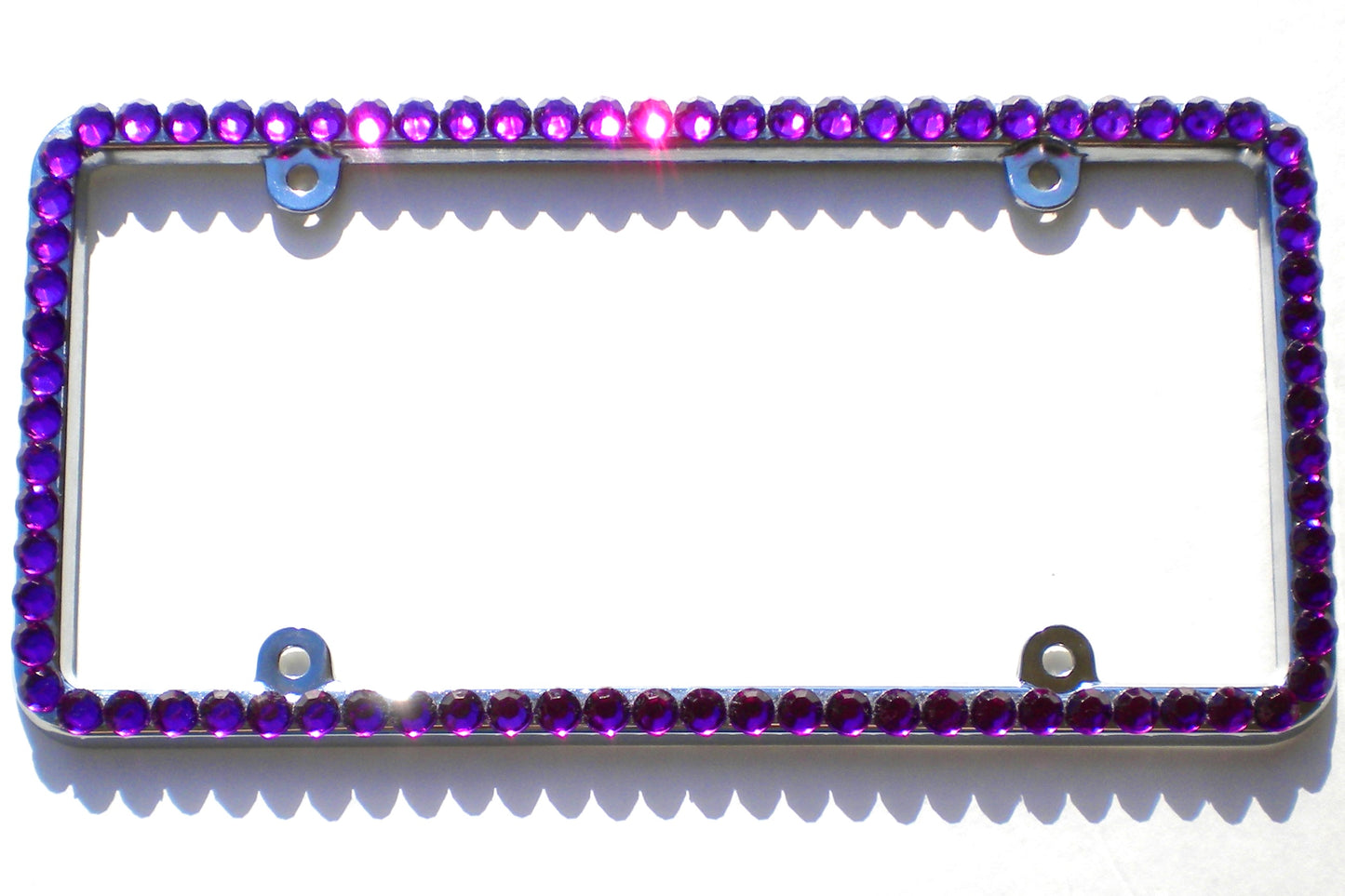 Bling Rhinestone License Plate Frame – Big 1 Row Sparkly Crystal Car Tag Cover