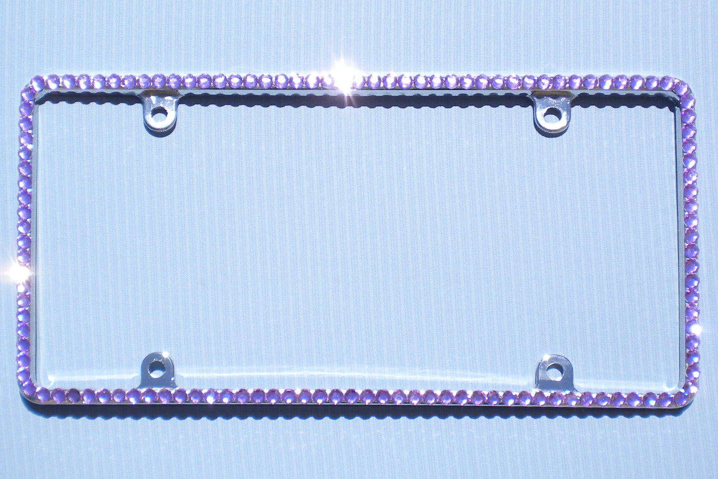 Bling Rhinestone License Plate Frame – Thin 1 Row Sparkly Crystal Car Tag Cover