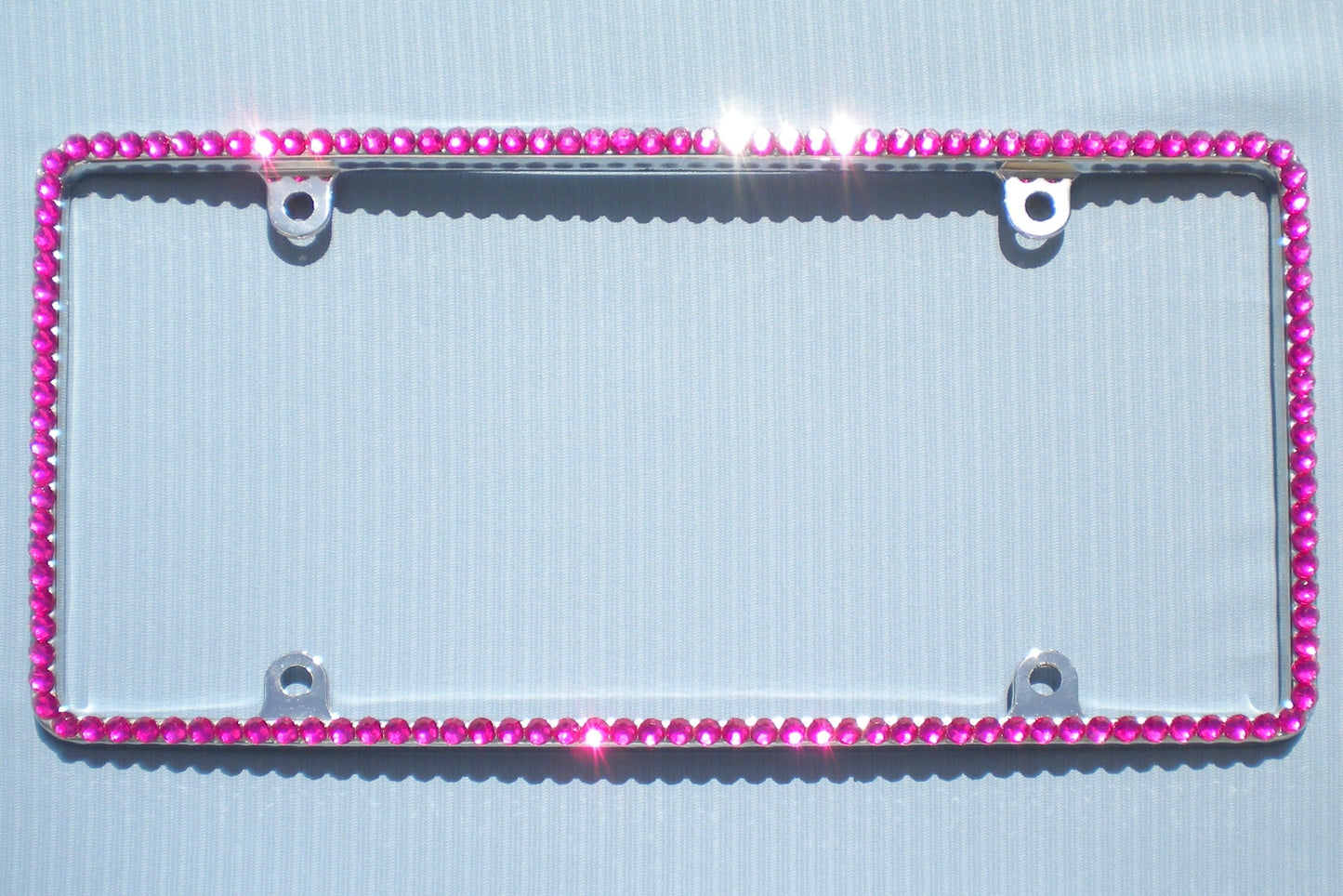 Bling Rhinestone License Plate Frame – Thin 1 Row Sparkly Crystal Car Tag Cover