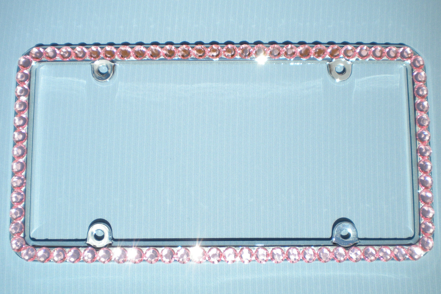 Bling Rhinestone License Plate Frame – Big 1 Row Sparkly Crystal Car Tag Cover