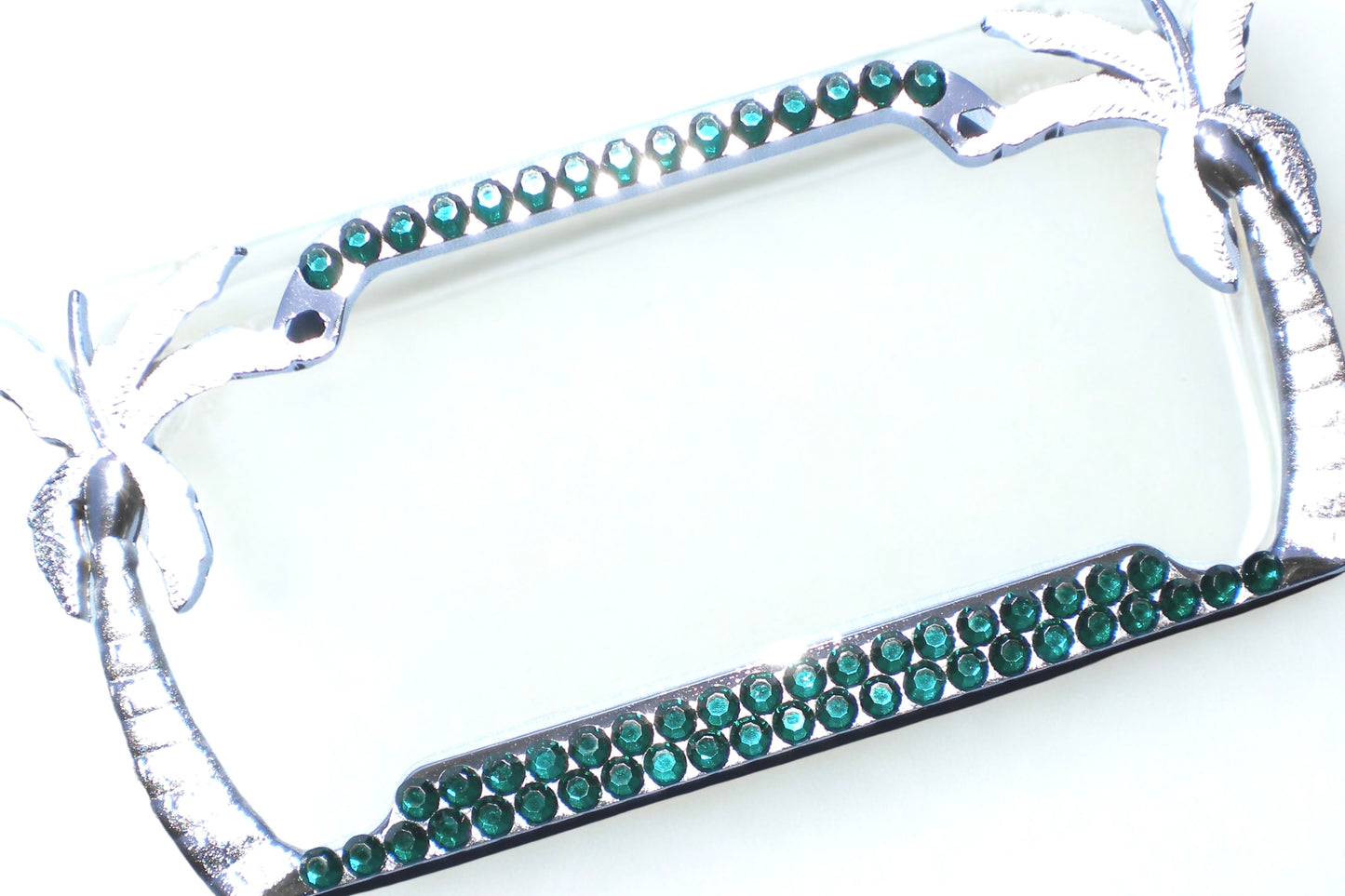 Palm Tree Rhinestone License Plate Frame – 2 Row Tropical Bling Car Tag Cover