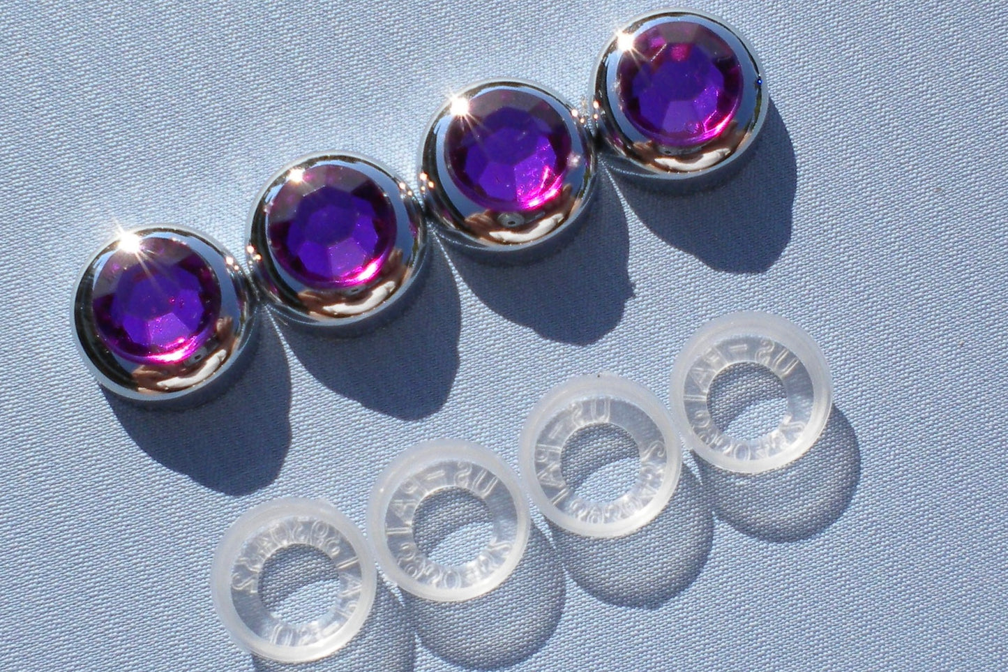 4-Pack Big Rhinestone Bling Screw Caps for Crystal License Plate Frames